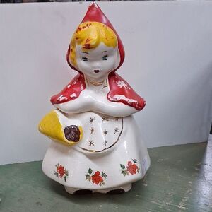 ANTIQUE HULL WARE LITTLE RED RIDING HOOD 13" COOKIE JAR # 967 1940's USA